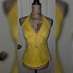 Kenneth Cole Reaction Halter Swim Top - Bright Yellow Gold - Size Small S